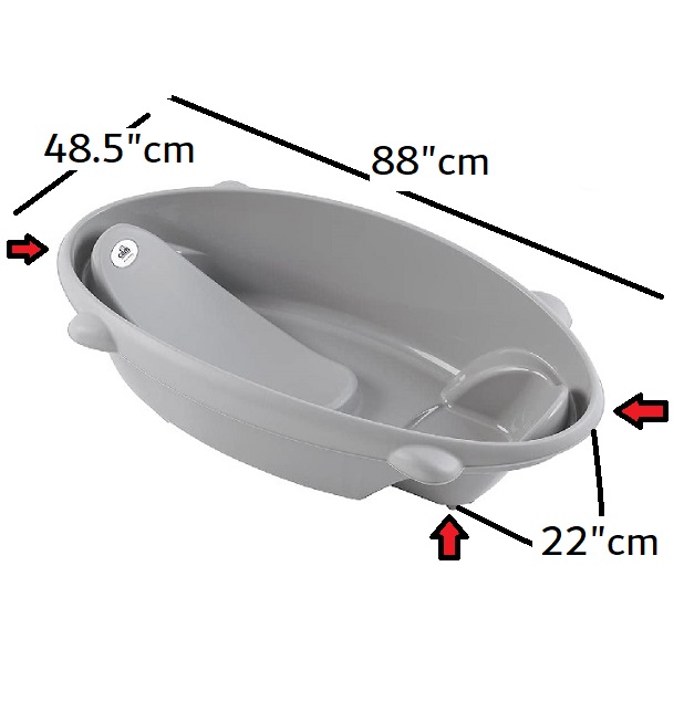 Cam Bollicina Baby Bath Tub - Gray, 1 PC - from 0 to 12 months, Support Feet and Plug to drain the water, Newborn bath tub for baby, portable baby bathtub