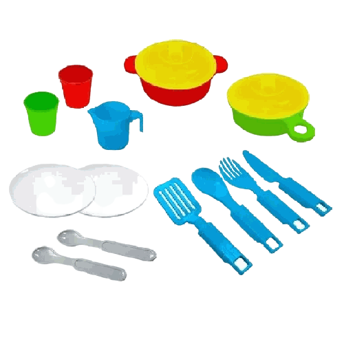 Green Plast Set of dishes of 15 items in the NP02 grid Toys for baby and kids