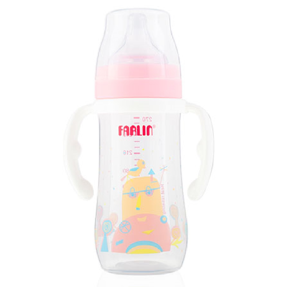 Farlin - PP wide Neck Feeder 270ML with Handle, Pink, 270ML