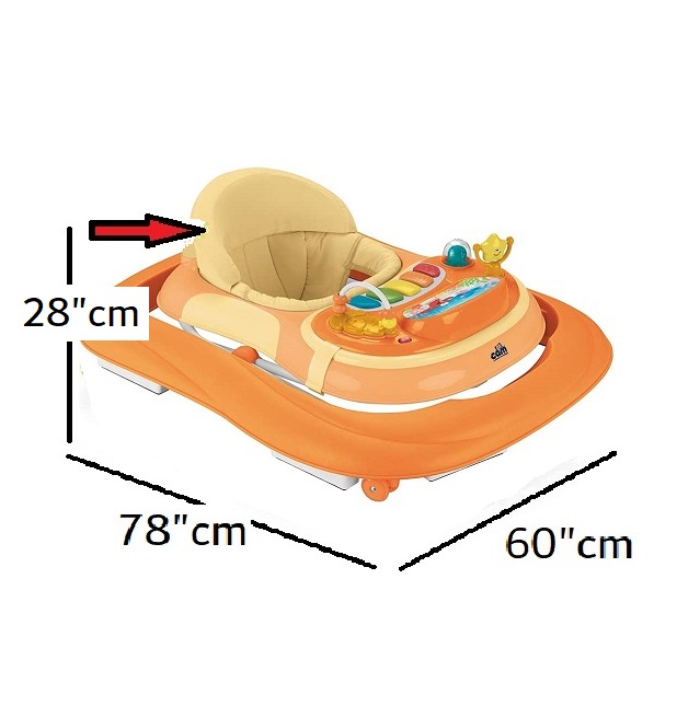 Cam - Giocando Baby Walker, kids, toddler, push, learning, round, activity walker, adjustable, foldable - Oranges