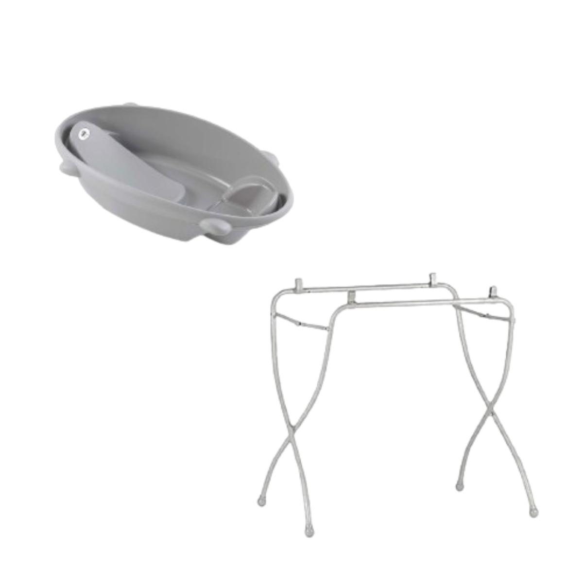 Cam - Bollicina Bath Tub-Grey and Cam - Nuovo Cavalleto Bathstand - White