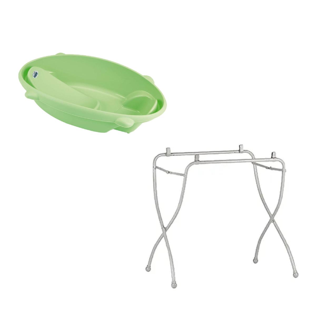 Cam - Bollicina Bath Tub-Green and Cam - Nuovo Cavalleto Bathstand - White