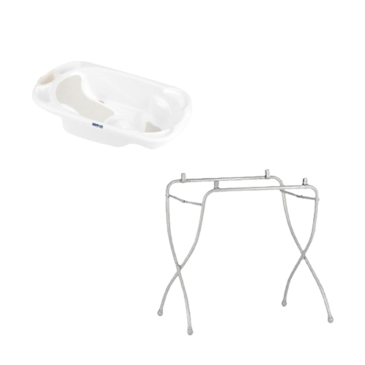 Cam - Baby Bagno Bath Tub-White and Cam - Nuovo Cavalleto Bathstand - White