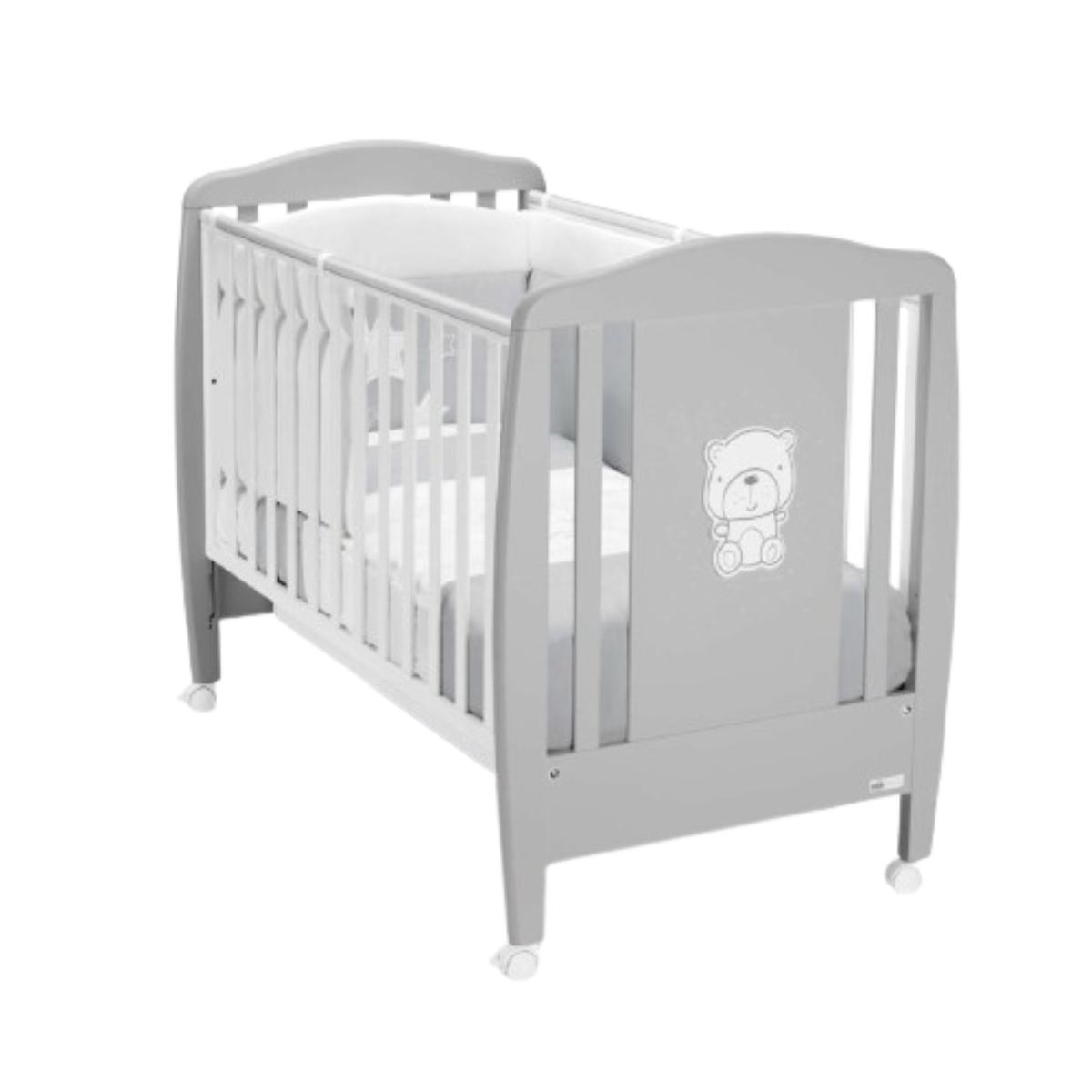 Cam - Teddy Bear - Gray - Cam Crib For Baby - Playard, Playpen, Baby Bed - High Quality, Sturdy Baby Cot Made In Italy, From 0 To 36 Months, 2 Drop-Sides With Anti-Bite Protection, Four Castors,