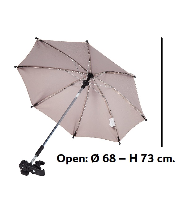 Cam - Parasol Baby Umbrella stroller holder clip universal pram with clamp, compatible, protection the baby/infant/toddler, rain inverted, waterproof to 0-36 months - Beige