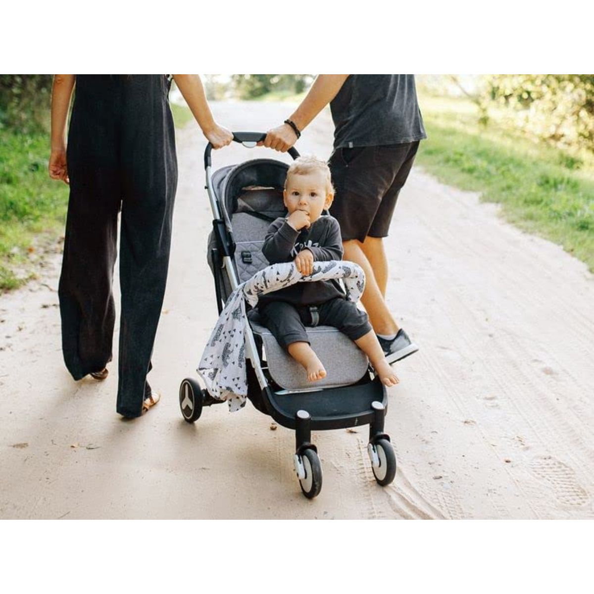 Ubeybi Stroller Cushion Set - Black / Gray  / With Belt Pad