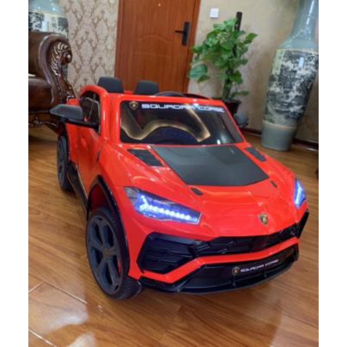 VIP STARS -Licensed Lamborghini 12V7ah Battery, Leather seats, real rubber tires, highest quality, original and real lamborghini, Music, Light & USB, Electric Car, drive 12 months above - Black/ Red