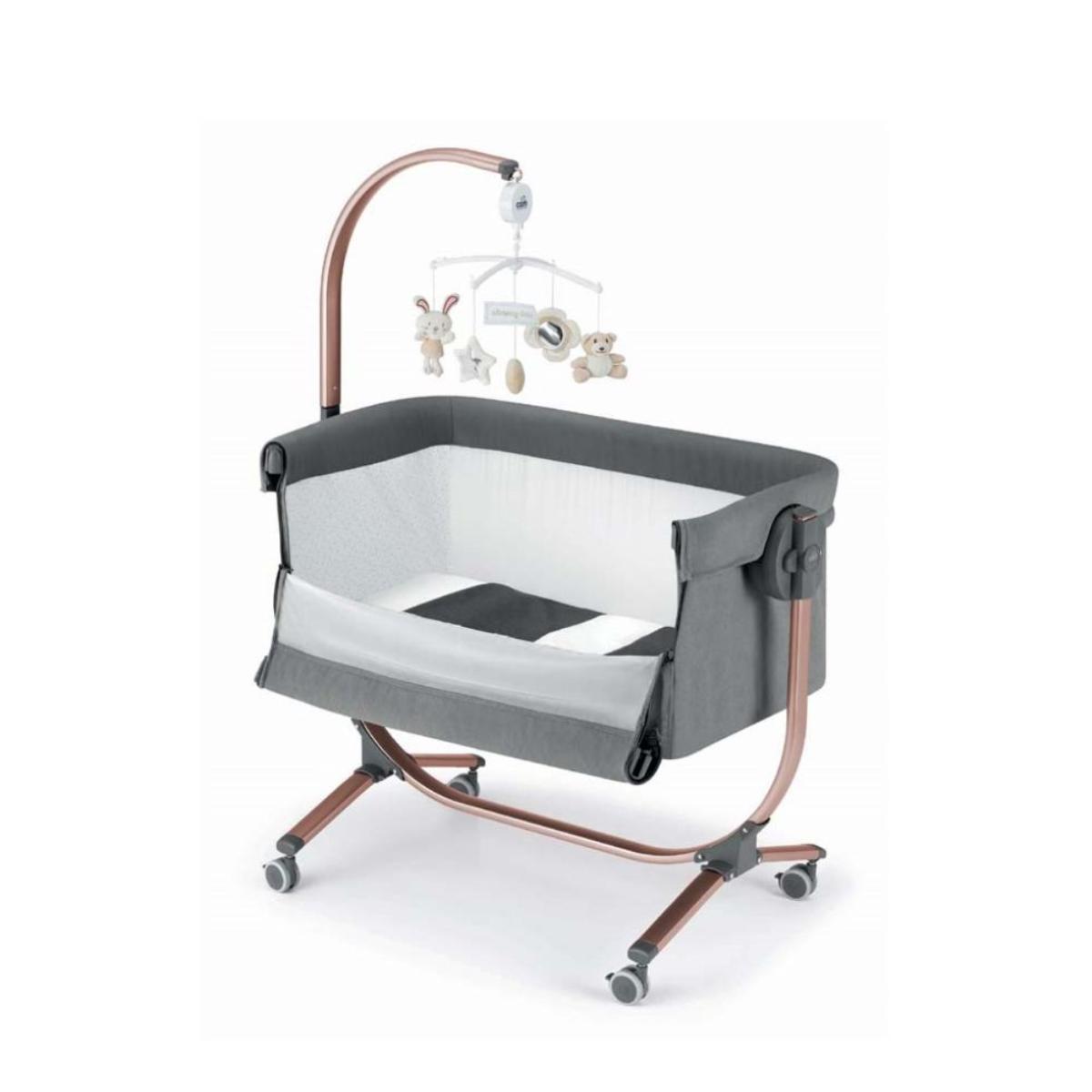 Cam - Cullami - Cradle with co-sleeping function - Suitable for every bed Grey and Rose Gold