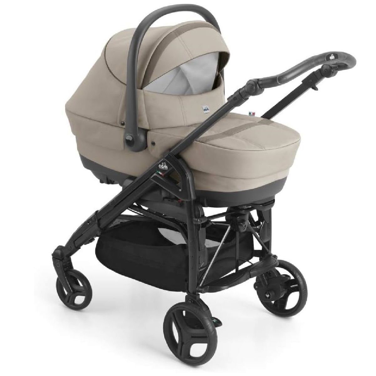 CAM  BABY TRAVEL SYSTEM, COMBY FAMILY TRIS - T787 - from 0 to 4 years old (22 kg.),  Spacious and deeper carrycot, Rocking function, Aluminium frame, Portable and compact folding, made in Italy. 