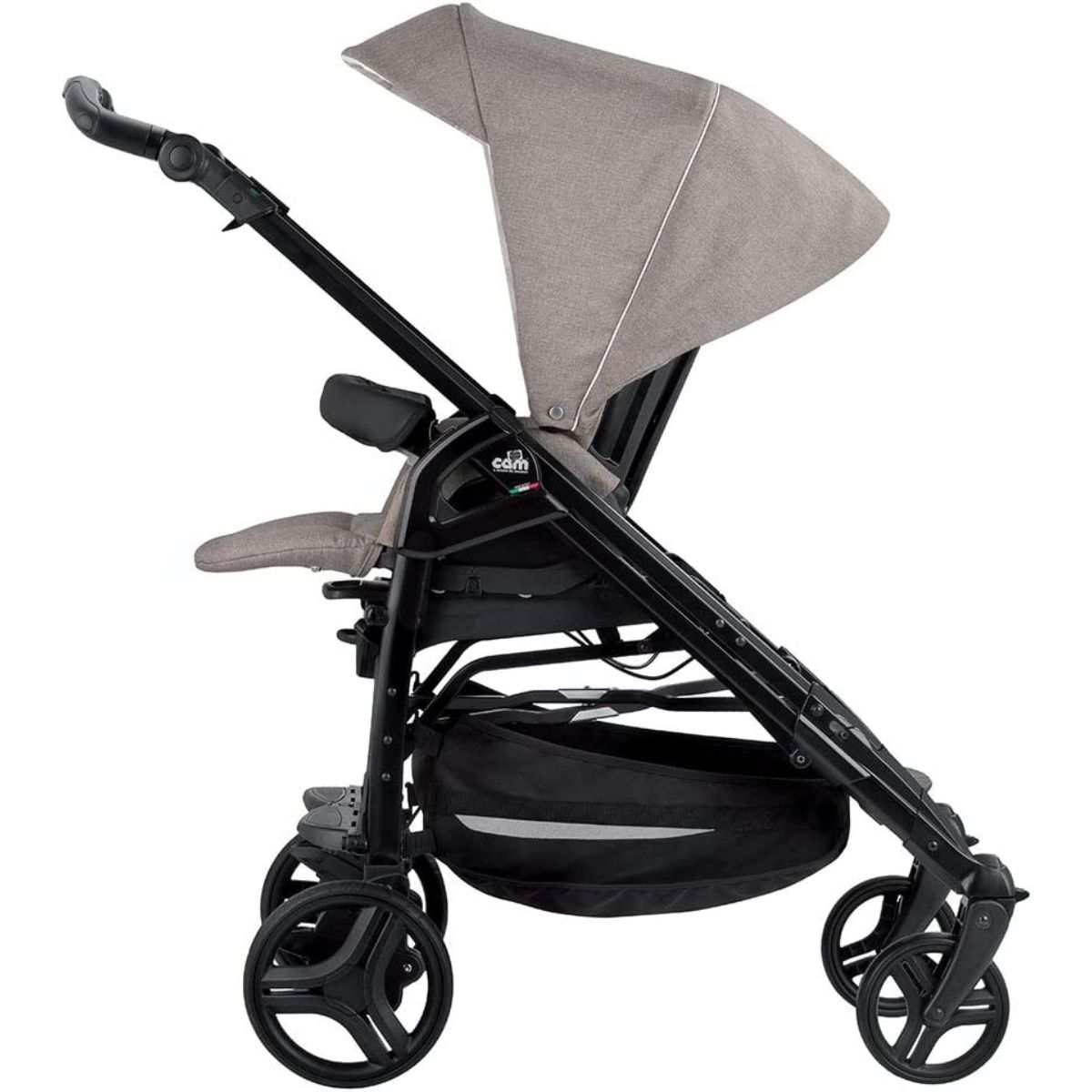 Cam Combi Family Travel System (0-36 Months) - Grey -  from 0 to 4 years old (22 kg.),  Spacious and deeper carrycot, Rocking function, Aluminium frame, Portable and compact folding, made in Italy. 