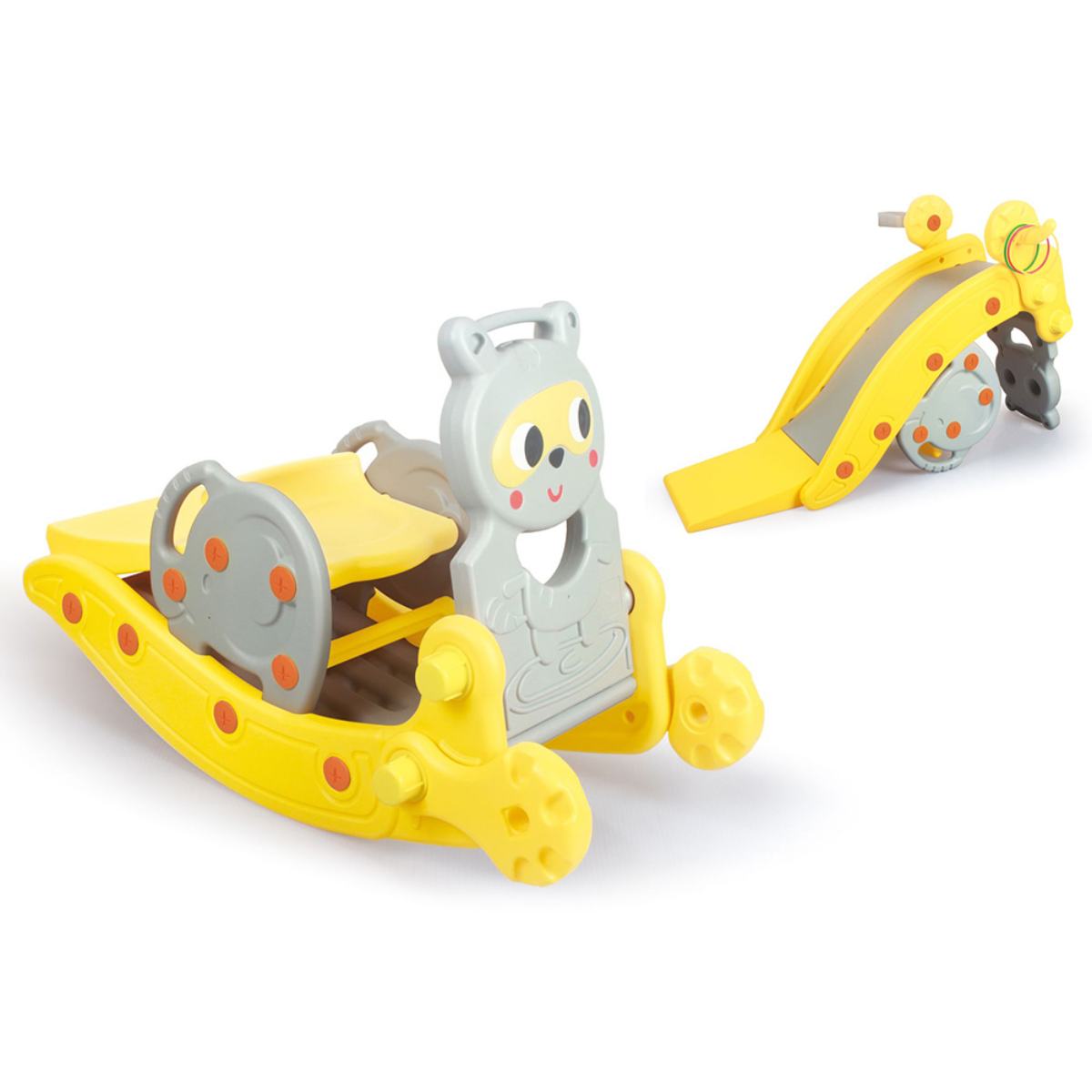 Ching Ching - 5-in-1 Raccoon Slide & Rocker - Yellow