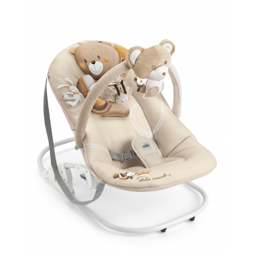 Cam - Giocam Baby infant rocking, bouncer, Sway Gentle Swaying, motion baby, rocker, rocking, support, portable, safety, cradle, Adjustable 3-position backrest, Soft fabric cover form 0-9 kg - Beige