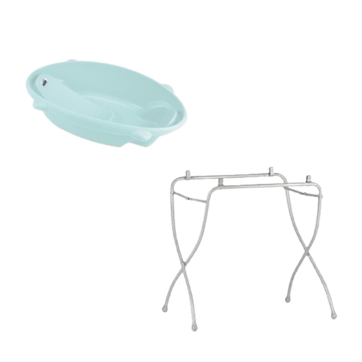 Cam - Bollicina Bath Tub-Blue and Cam - Nuovo Cavalleto Bathstand - White