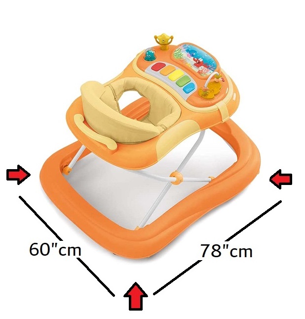 Cam - Giocando Baby Walker, kids, toddler, push, learning, round, activity walker, adjustable, foldable - Oranges