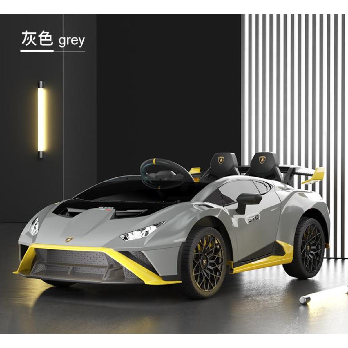 VIP STARS -Licensed Lamborghini 24V775 Battery, Leather seats, real rubber tires, highest quality, original and real lamborghini, Music, Light & USB, Electric Car, drive 12 months above - Gray