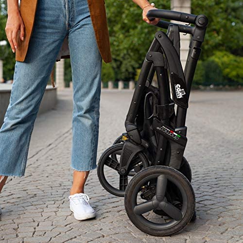 Cam - Mod. Smart & Telaio Dinamico Up - Black Leaves - from 0 to 4 years old (22 kg.),  Spacious and deeper carrycot, Rocking function, Aluminium frame, Portable and compact folding, made in Italy. 