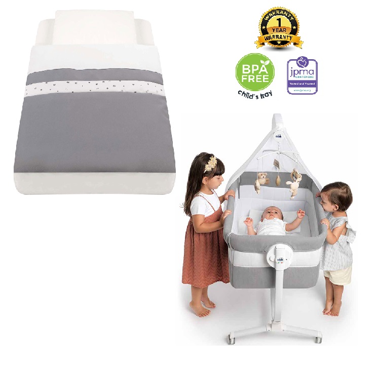 Cam - Baby Bedding set, Baby warm Duvet and Duvet cover, Baby bed, For Baby cot, Baby Bassinet, Soft Pillowcase and mattress cover, 1.1 kg, 4 pcs - Ash Grey