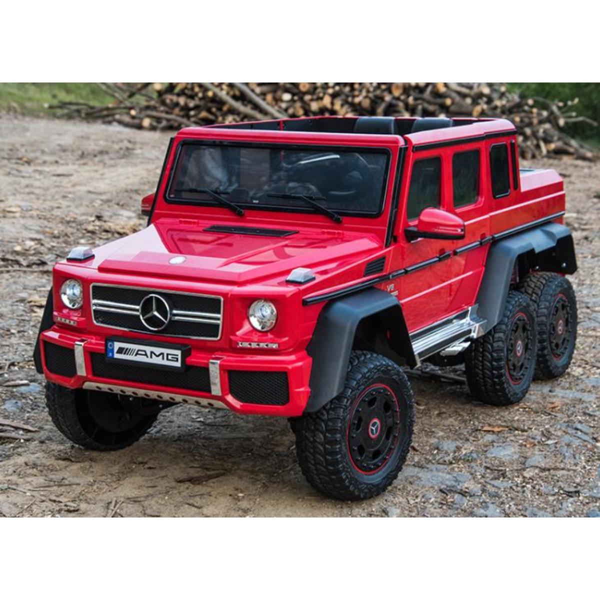 VIP STARS - Licensed Mercedez-Benz 12V7AH*2 Battery, Leather seats, real rubber tires, highest quality, original and real mercedez-benz, Music, Light & USB, Electric Car, drive 12 months above - Red