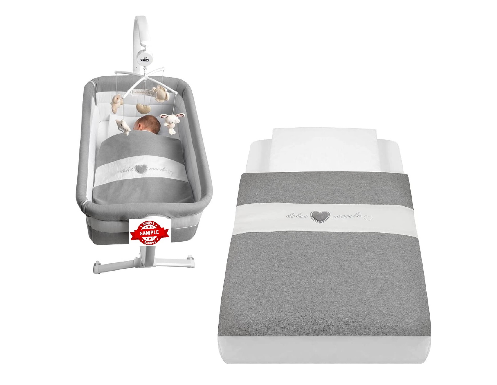 Cam - Baby Bedding set, Baby warm Duvet and Duvet cover, Baby bed, For Baby cot, Baby Bassinet, Soft Pillowcase and mattress cover, 1.1 kg, 4 pcs - Light Gray/Gray