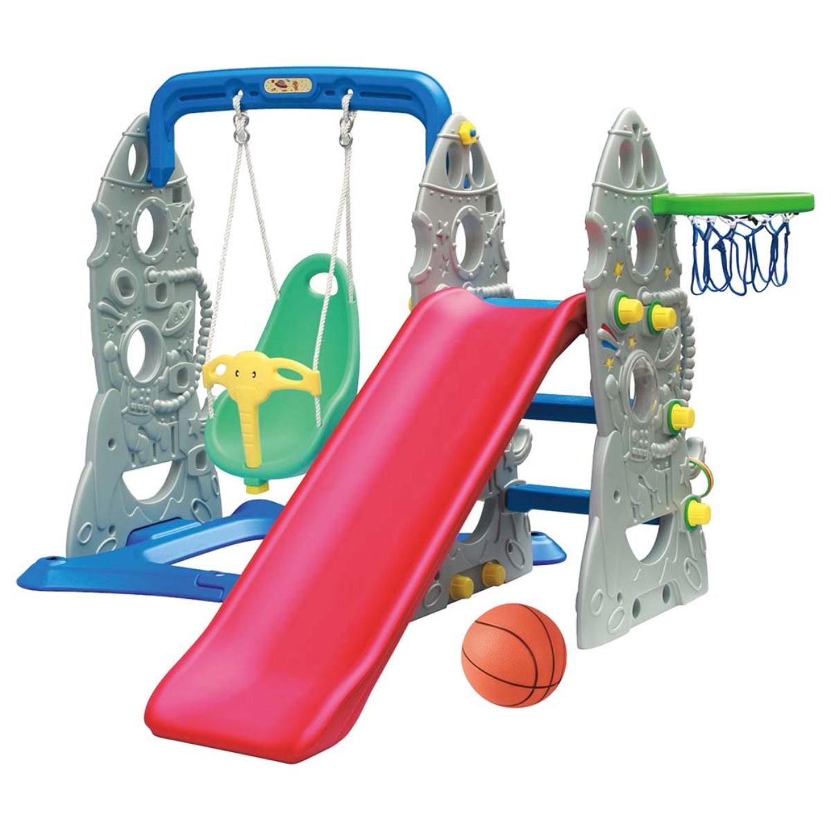 Ching Ching Rocket Slide Swing with Basketball Ring (up to 40kgs) - Pack of 1