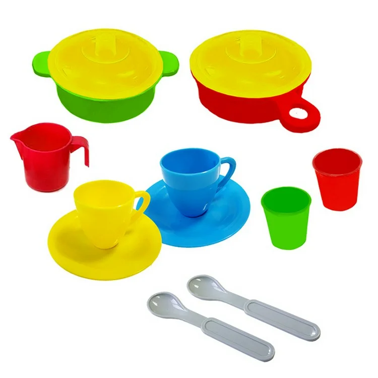 Green Plast Set of dishes of 15 items in the NP02 grid Toys for baby and kids