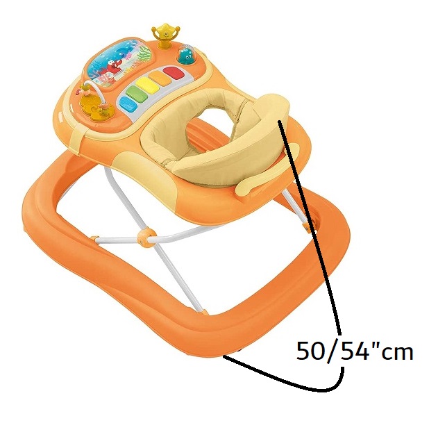 Cam - Giocando Baby Walker, kids, toddler, push, learning, round, activity walker, adjustable, foldable - Oranges