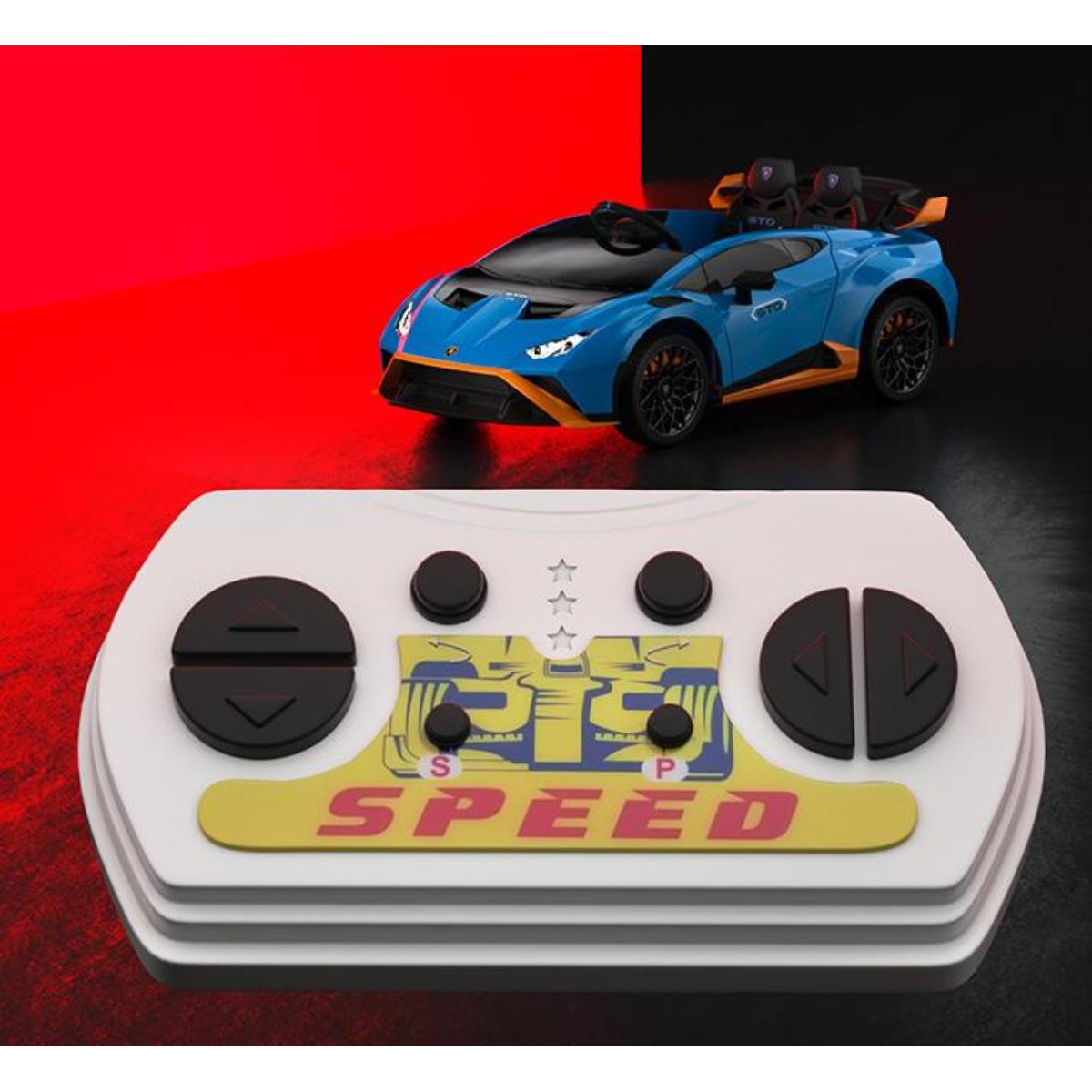 VIP STARS -Licensed Lamborghini 24V775 Battery, Leather seats, real rubber tires, highest quality, original and real lamborghini, Music, Light & USB, Electric Car, drive 12 months above - Blue