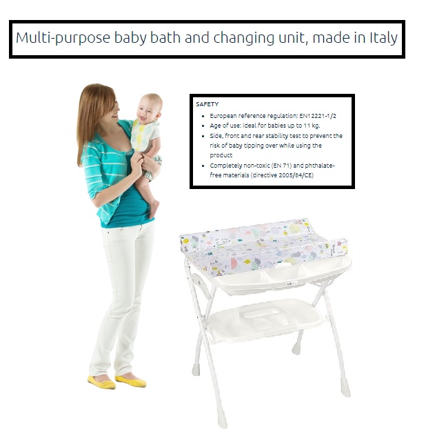 CAM - Volare Portable Changing Table With Stand - Baby Bath - Kites & Balloons - made in italy, Baby Changing Table for infant - Diaper changing tables - Dressing Table -with storage