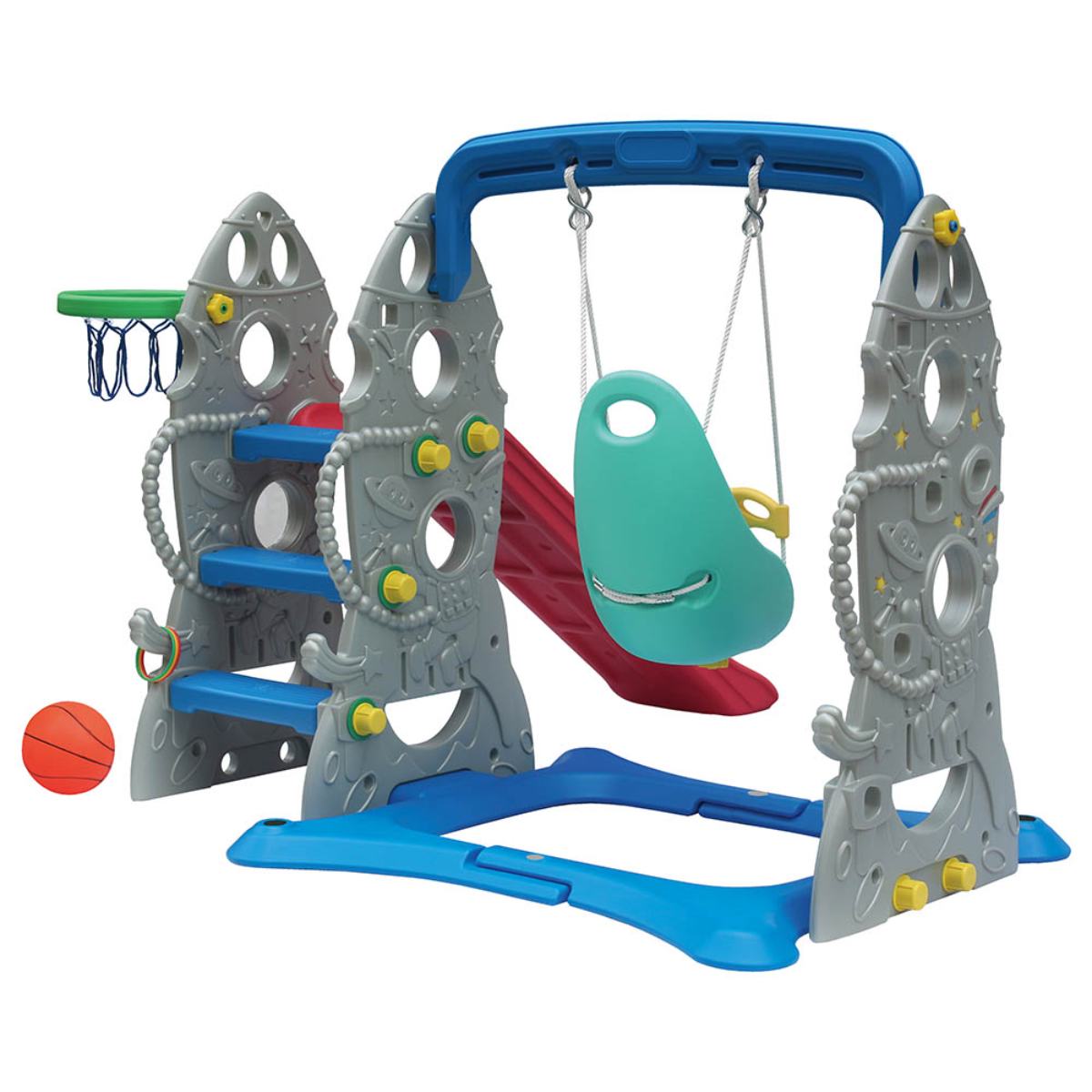 Ching Ching Rocket Slide Swing with Basketball Ring (up to 40kgs) - Pack of 1