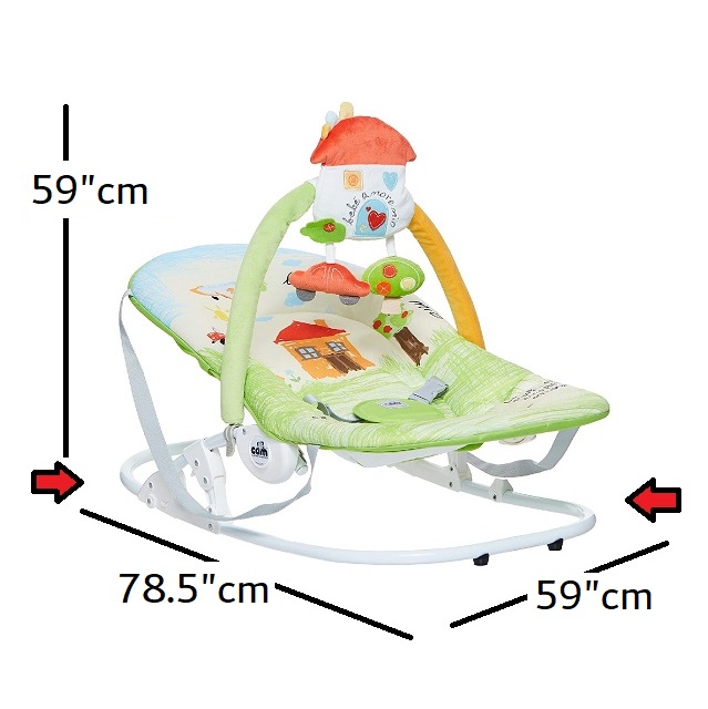 Cam - Giocam Baby infant rocking, bouncer, Sway Gentle Swaying, motion baby, rocker, rocking, support,  portable, safety, cradle, Adjustable 3-position backrest, Soft fabric cover form 0-9 kg - Green