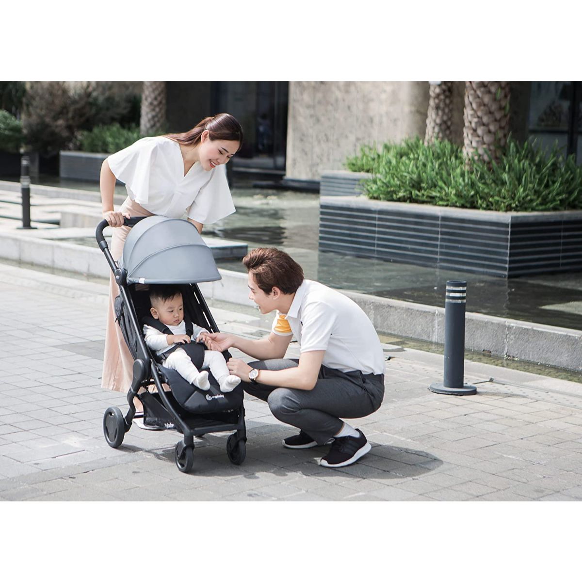 Ubeybi Stroller Cushion Set - Black / Gray  / With Belt Pad