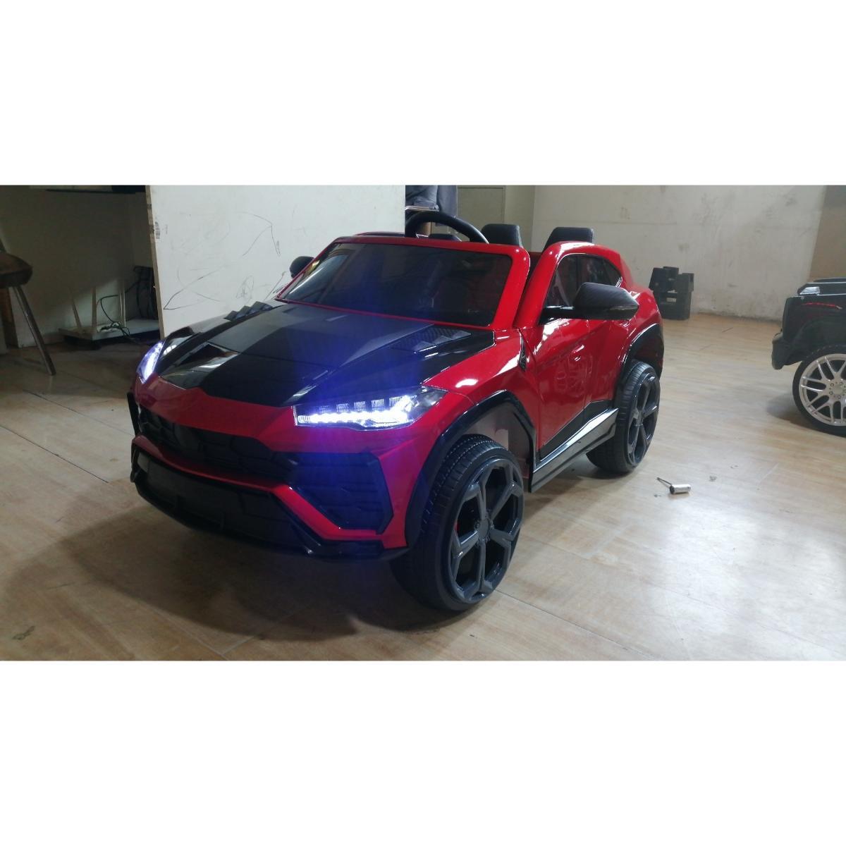 VIP STARS -Licensed Lamborghini 12V7ah Battery, Leather seats, real rubber tires, highest quality, original and real lamborghini, Music, Light & USB, Electric Car, drive 12 months above - Black/ Red