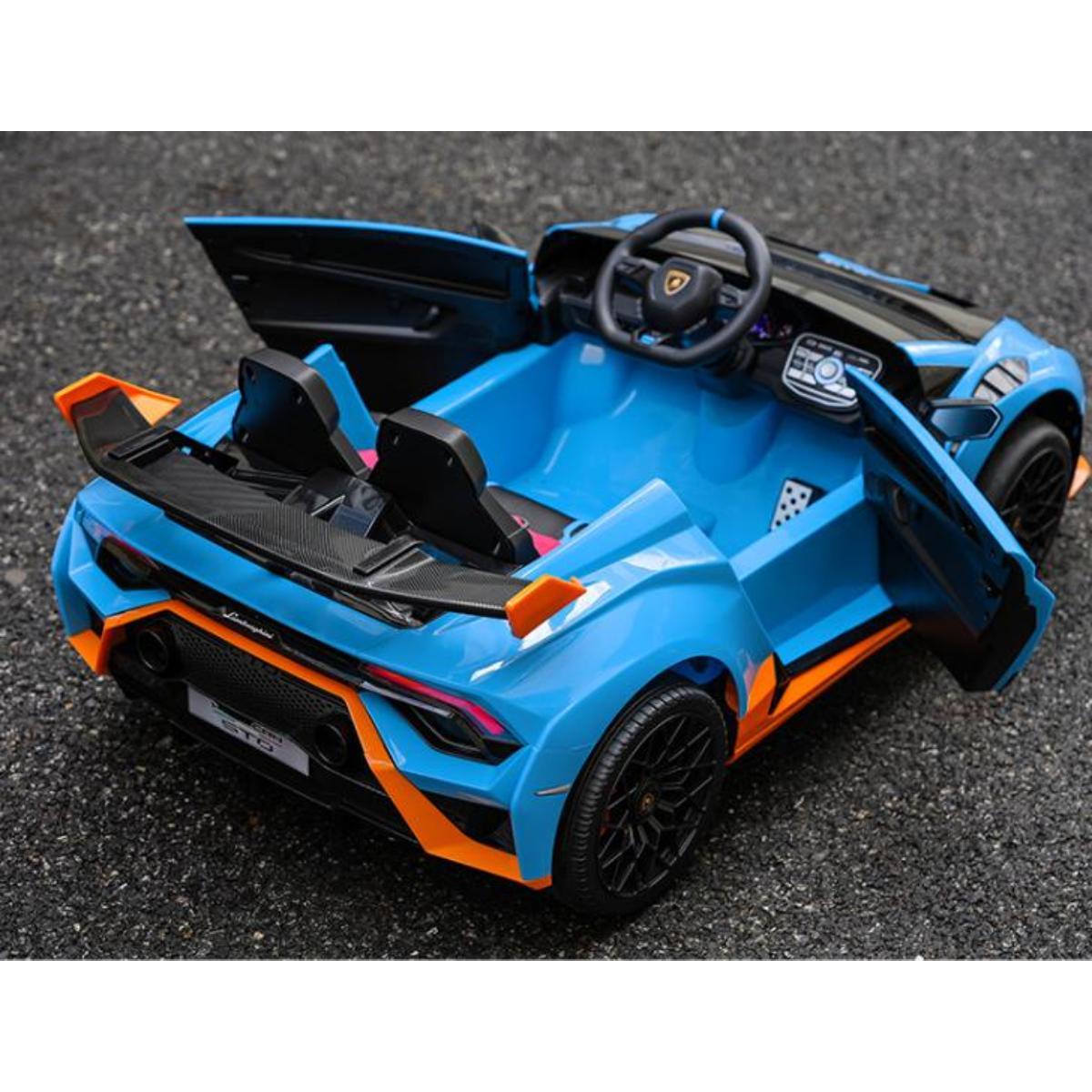 VIP STARS -Licensed Lamborghini 24V775 Battery, Leather seats, real rubber tires, highest quality, original and real lamborghini, Music, Light & USB, Electric Car, drive 12 months above - Blue