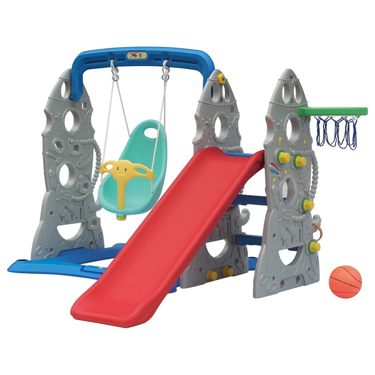 Ching Ching Rocket Slide Swing with Basketball Ring (up to 40kgs) - Pack of 1