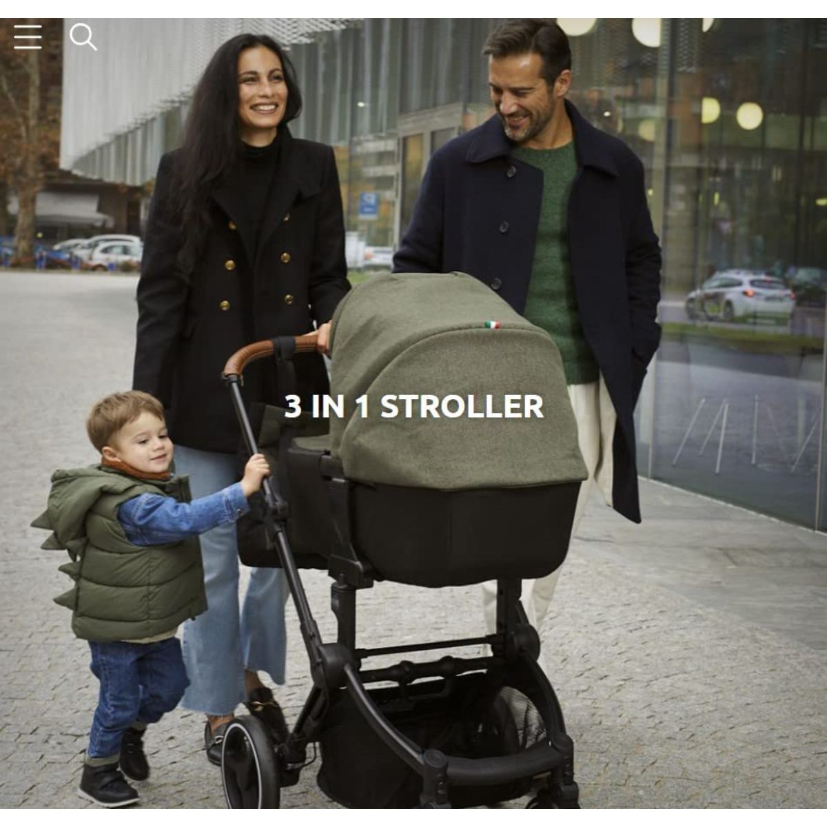 Cam Combi Family Travel System (0-36 Months) - Grey -  from 0 to 4 years old (22 kg.),  Spacious and deeper carrycot, Rocking function, Aluminium frame, Portable and compact folding, made in Italy. 