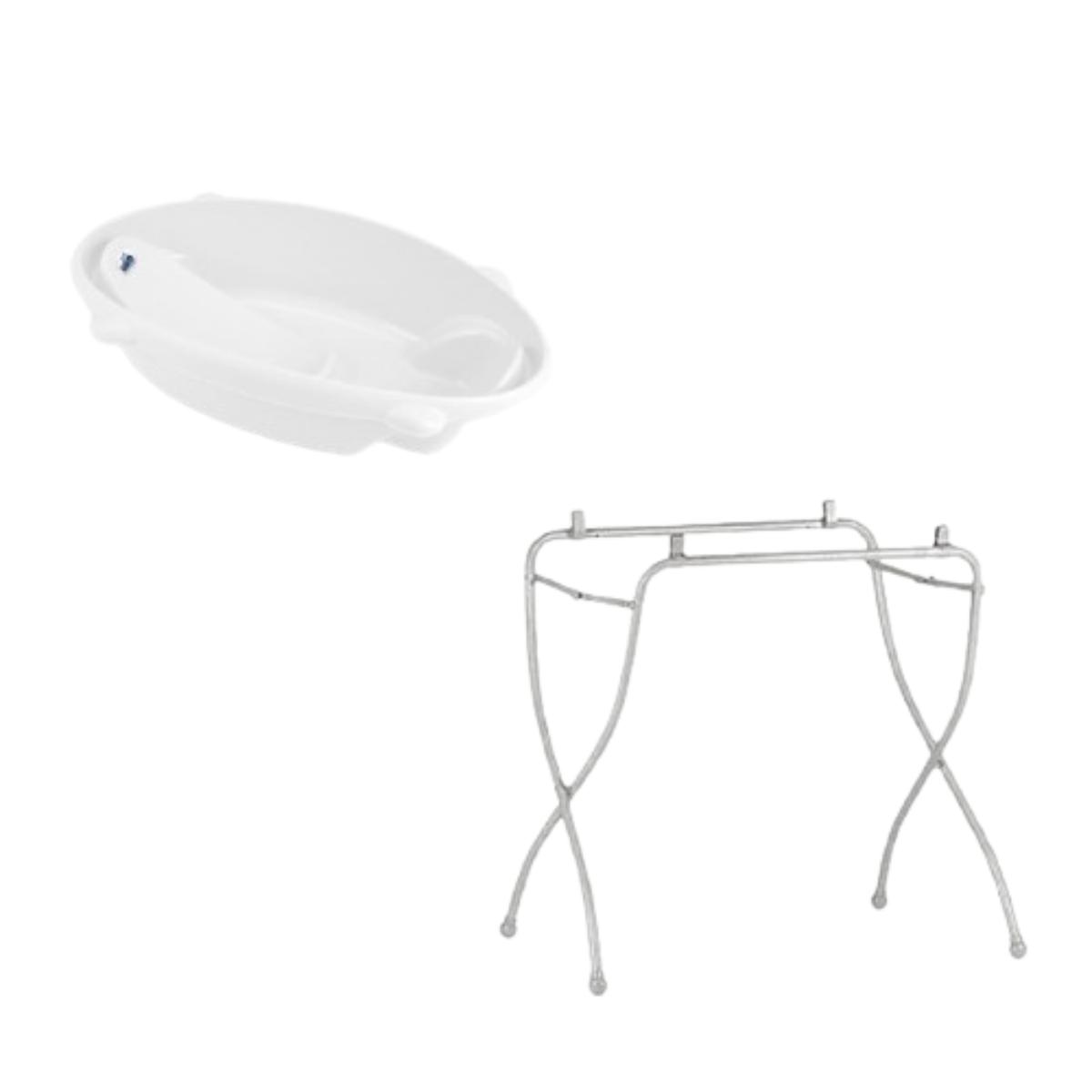 Cam - Bollicina Bath Tub-White and Cam - Nuovo Cavalleto Bathstand - White