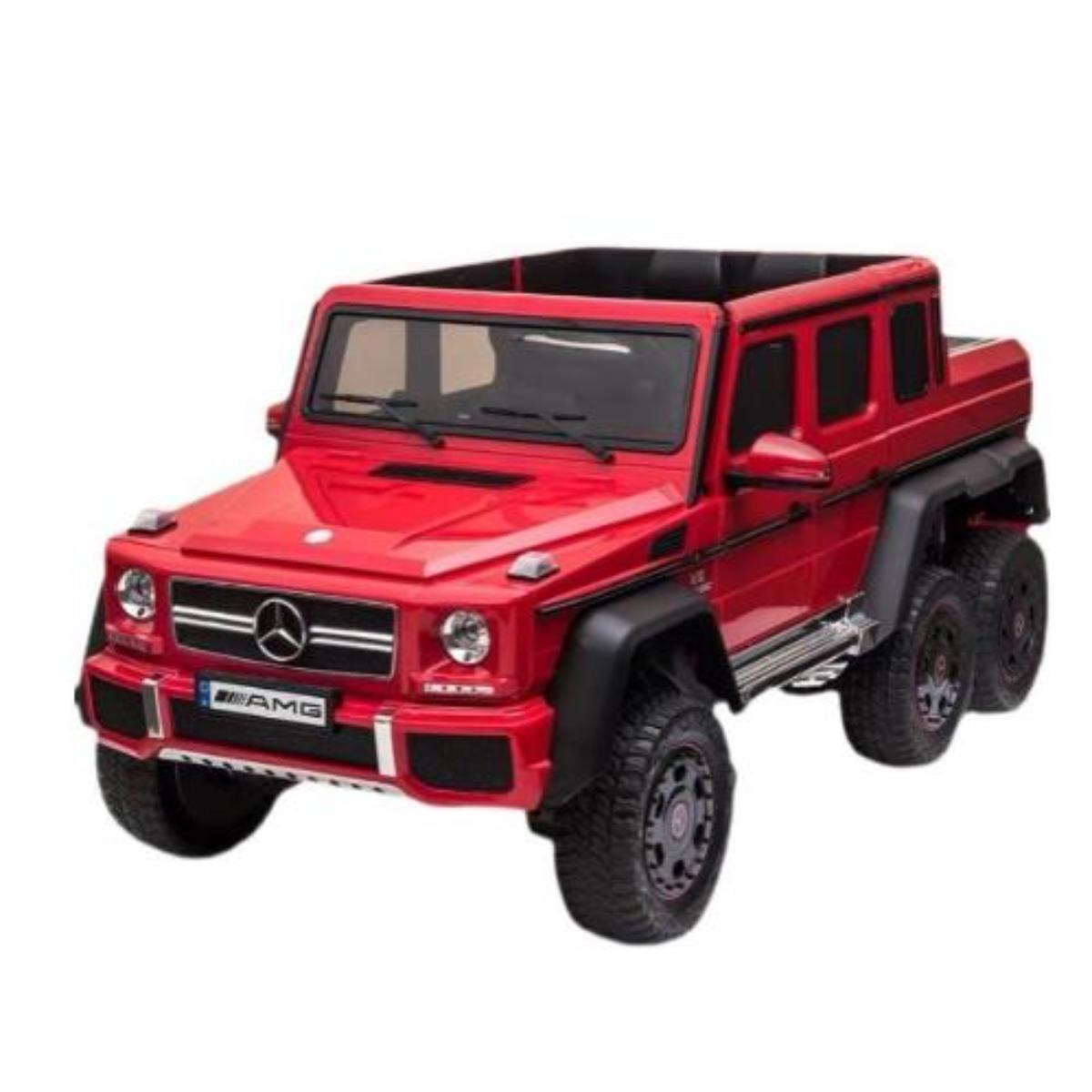 VIP STARS - Licensed Mercedez-Benz 12V7AH*2 Battery, Leather seats, real rubber tires, highest quality, original and real mercedez-benz, Music, Light & USB, Electric Car, drive 12 months above - Red