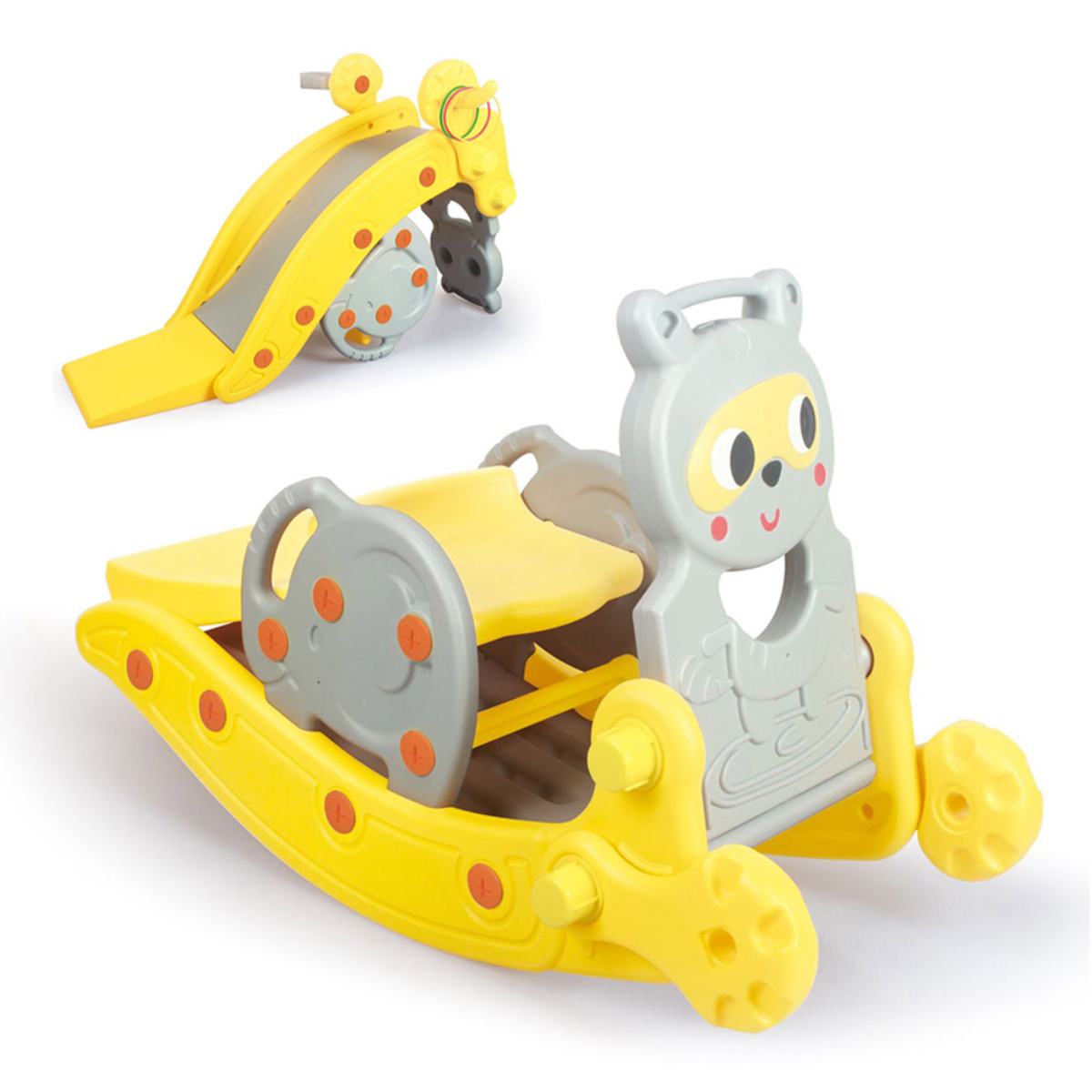 Ching Ching - 5-in-1 Raccoon Slide & Rocker - Yellow