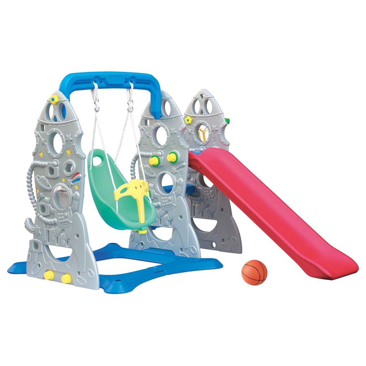 Ching Ching Rocket Slide Swing with Basketball Ring (up to 40kgs) - Pack of 1