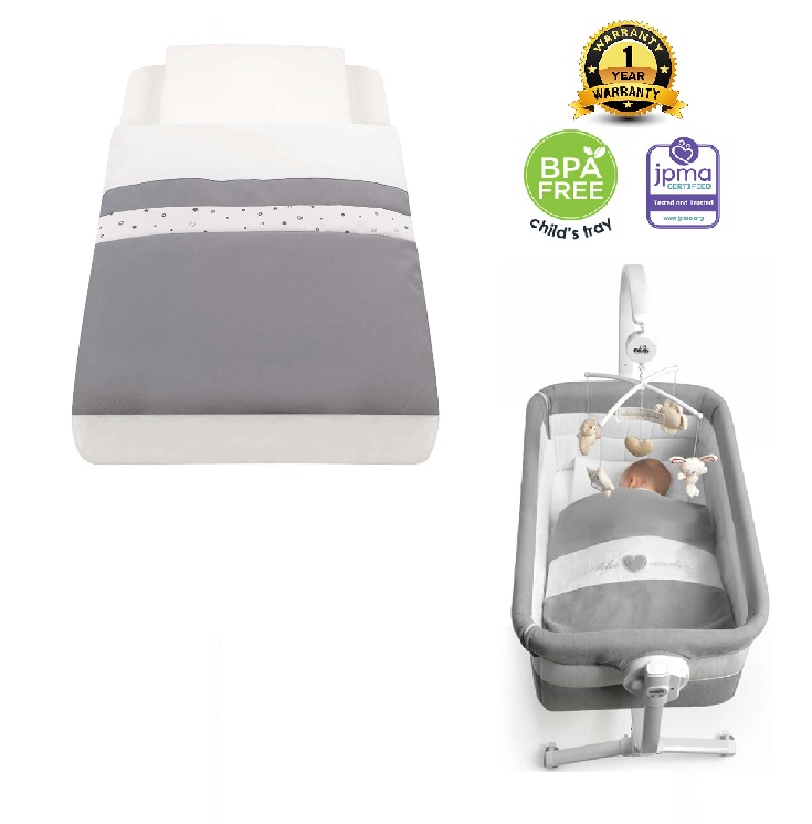 Cam - Baby Bedding set, Baby warm Duvet and Duvet cover, Baby bed, For Baby cot, Baby Bassinet, Soft Pillowcase and mattress cover, 1.1 kg, 4 pcs - Ash Grey