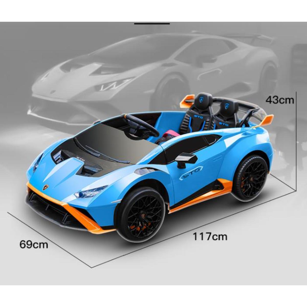 VIP STARS -Licensed Lamborghini 24V775 Battery, Leather seats, real rubber tires, highest quality, original and real lamborghini, Music, Light & USB, Electric Car, drive 12 months above - Blue