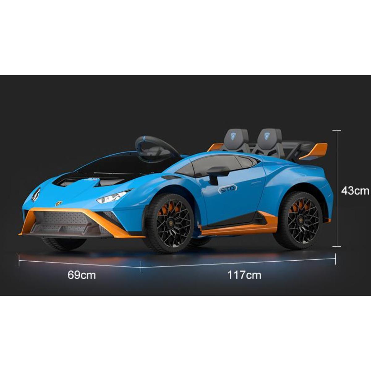 VIP STARS -Licensed Lamborghini 24V775 Battery, Leather seats, real rubber tires, highest quality, original and real lamborghini, Music, Light & USB, Electric Car, drive 12 months above - Blue