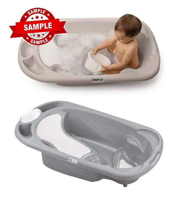 Cam - Baby Bagno Bath Tub - Gray, Bathtime for baby, Soap and sponge trays, Shower accessory, Support feet,  Plug to drain the water, from 0 to 12 months, made in italy