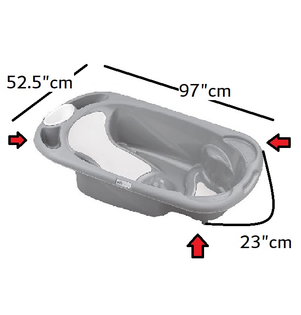 Cam - Baby Bagno Bath Tub - Gray, Bathtime for baby, Soap and sponge trays, Shower accessory, Support feet,  Plug to drain the water, from 0 to 12 months, made in italy