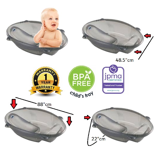 Cam Bollicina Baby Bath Tub - Clear, 1 PC - from 0 to 12 months, Support Feet and Plug to drain the water, Newborn bath tub for baby, portable baby bathtub, made in italy