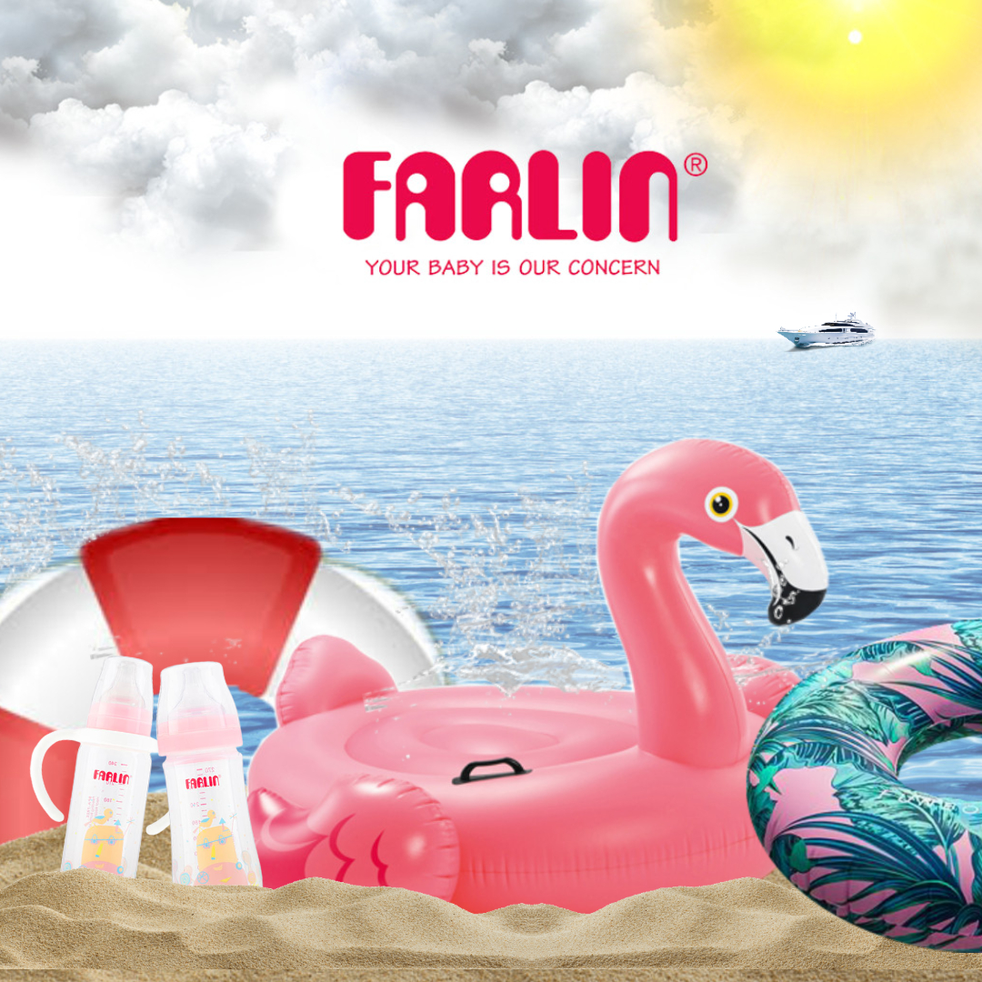 Farlin - PP wide Neck Feeder 270ML with Handle, Pink, 270ML