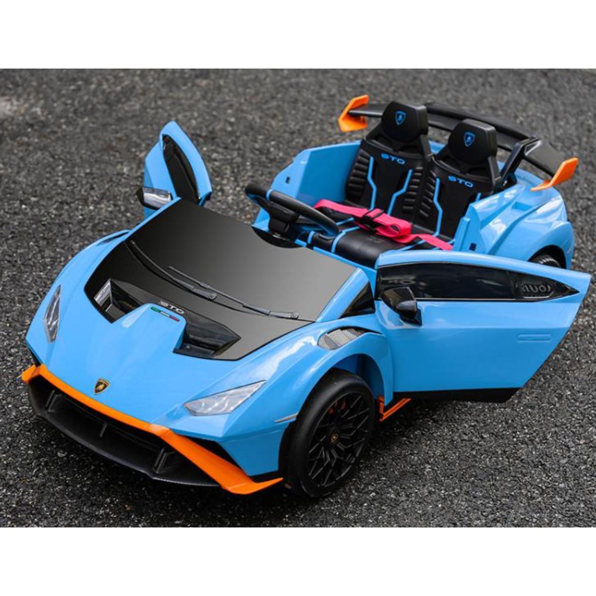 VIP STARS -Licensed Lamborghini 24V775 Battery, Leather seats, real rubber tires, highest quality, original and real lamborghini, Music, Light & USB,  Electric Car, drive 12 months above - Green