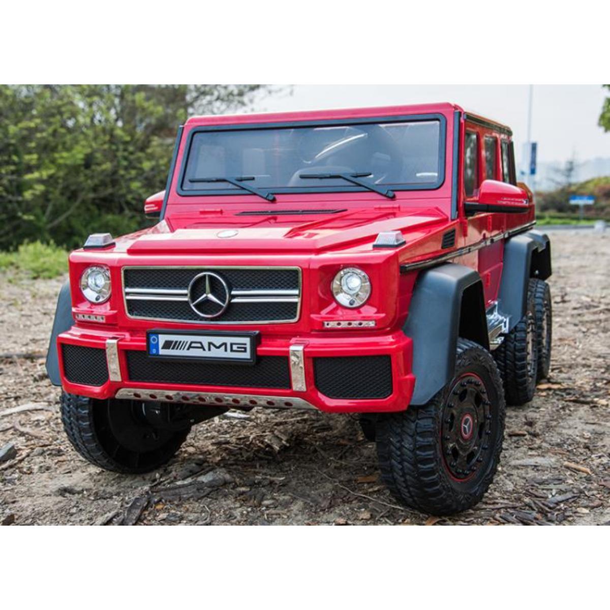 VIP STARS - Licensed Mercedez-Benz 12V7AH*2 Battery, Leather seats, real rubber tires, highest quality, original and real mercedez-benz, Music, Light & USB, Electric Car, drive 12 months above - Red