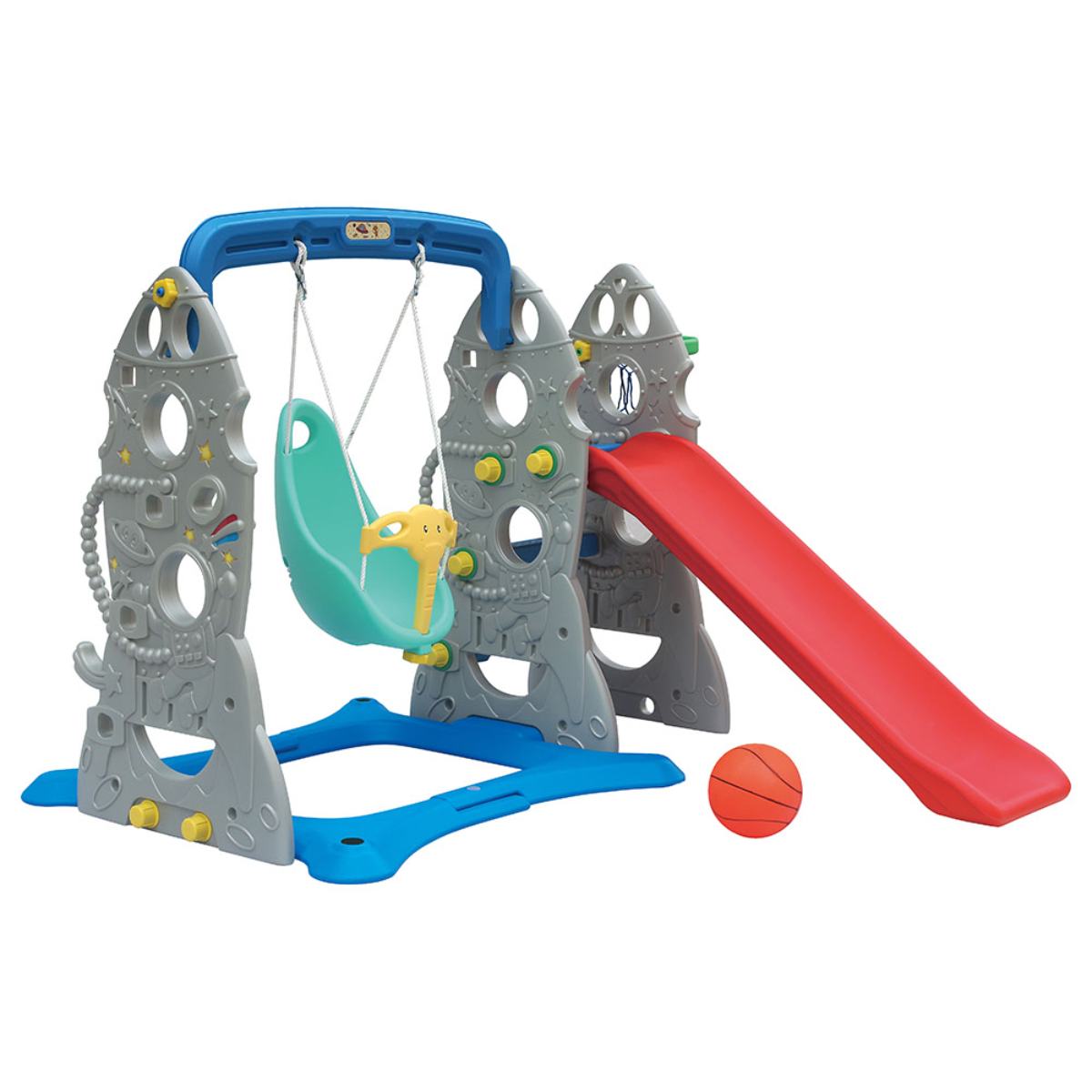 Ching Ching Rocket Slide Swing with Basketball Ring (up to 40kgs) - Pack of 1