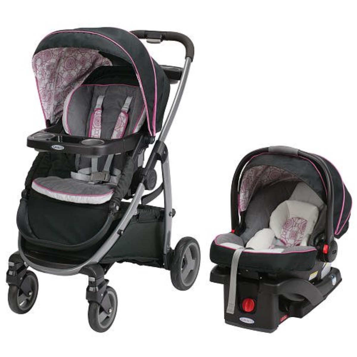 graco stroller pink flowers